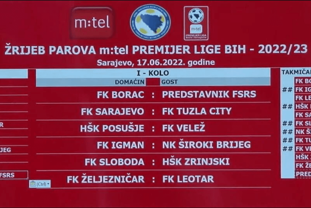 Izvučen raspored Premijer lige BiH, sarajevski derbi u sedmom kolu na Grbavici