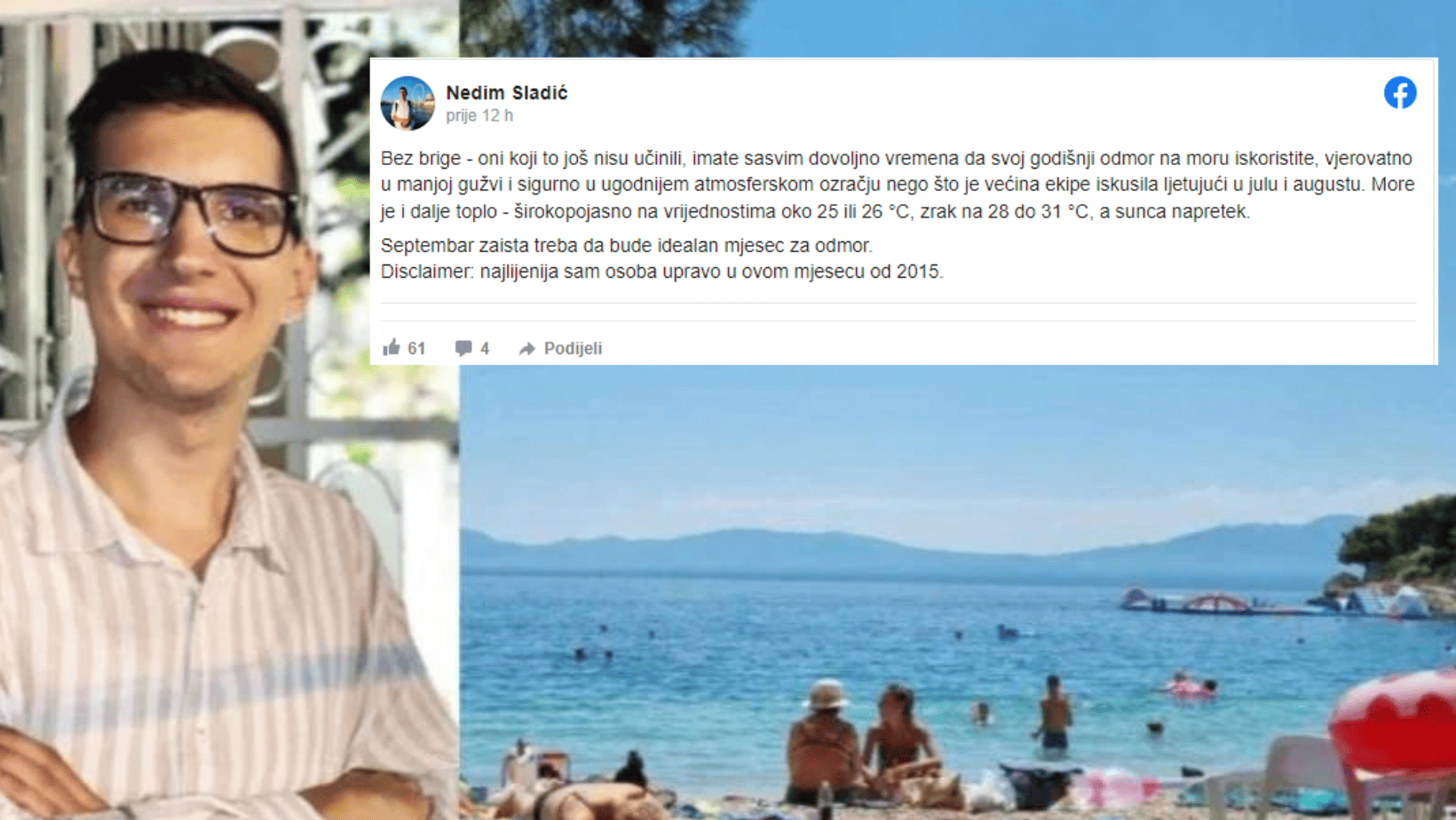 Nedim Sladić podijelio lijepe vijesti za sve one koji tek idu na godišnji odmor