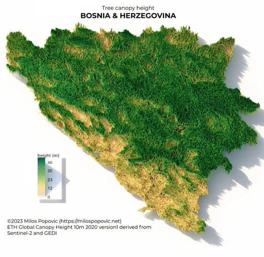 3D mapa Bosne i Hercegovine prema visini i gustini šuma: Jeste li znali kakvo bogastvo imamo?