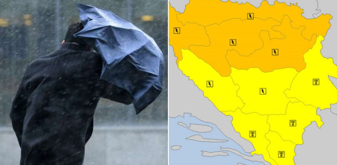 Žuti meteoalarm upaljen danas za određene dijelove Bosne i Hercegovine