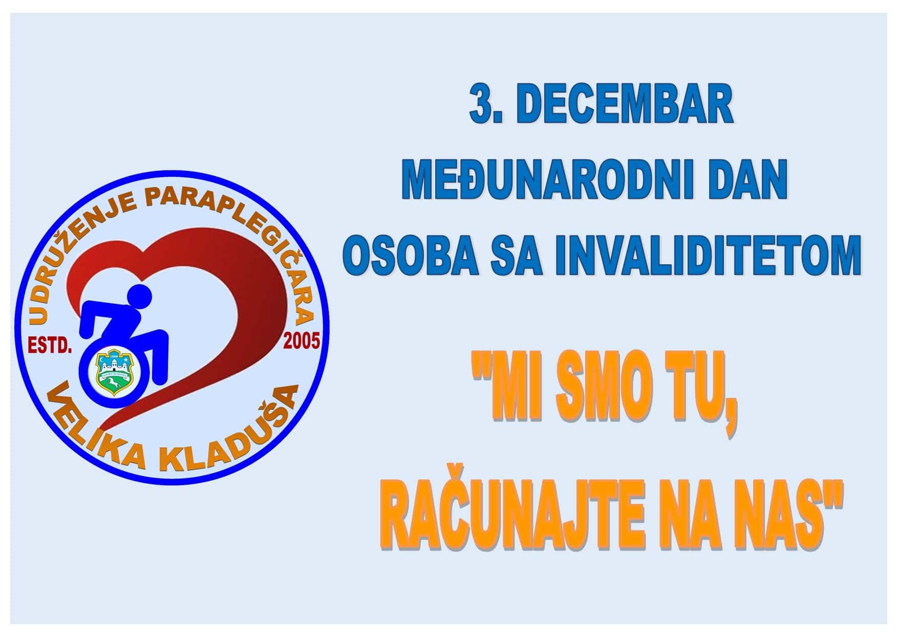 Udruženje paraplegičara: Saopštenje za javnost u povodu 3. decembra, Međunarodnog dana osoba sa invaliditetom -(OSI),