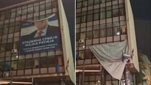Nakon Vučićevog poraza: Uklonjen Šešeljev plakat koji negira genocid u Srebrenici